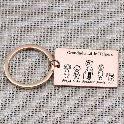 Rose Gold Gift For Grandparents Key Chain Family Love Name Customized Pets Engraved For Parents Children Present Bag Charm Pendant - Цвет: Rose Gold