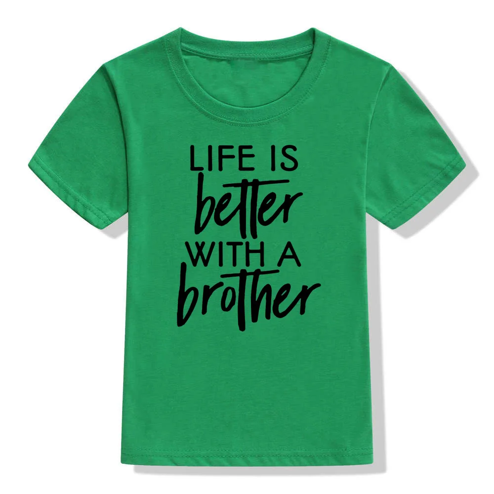 51P8-KSTGN- Семейная футболка с принтом «Life Is Better»/«swetter with A Brother»/«Sibling» для детей забавная футболка для маленьких мальчиков и девочек - Цвет: 51P8-KSTGN-