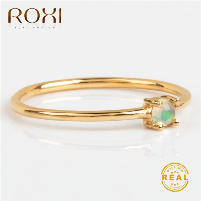 ROXI Delicate Fire опал кольца для женщин модные золотые свадебные украшения изящное тонкое кольцо для помолвки anillos кольцо с камнем рождения