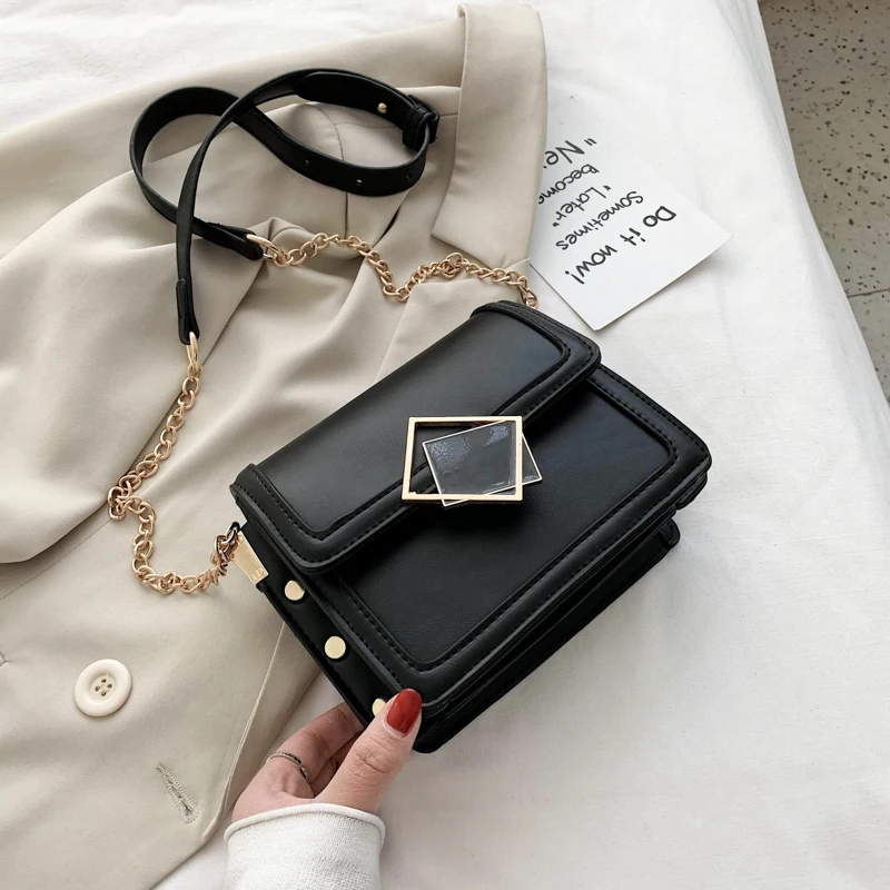 

2020 summer new messenger bag fashion small square bag ladies shoulder bag contrast color female bag chain mobile phone bag