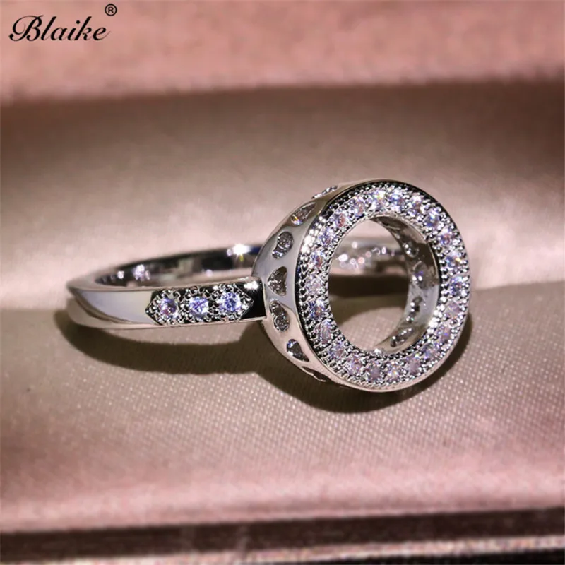 Blaike 925 пробы серебро кольца для женщин Изысканный Циркон геометрическое кольцо Свадебная вечеринка Ювелирные изделия Подарки