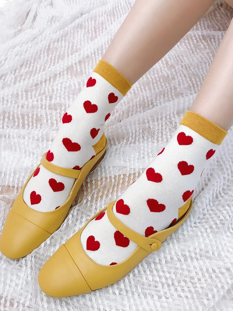 Корейские жаккардовые носки для девочек в стиле Харадзюку; милые женские носки с принтом