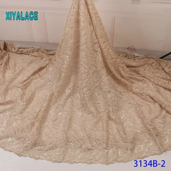 

Luxury Nigerian Lace Fabric French Lace Fabric For Wedding Party Dresses Latest African Tulle Lace With Sequins YA3134B-2