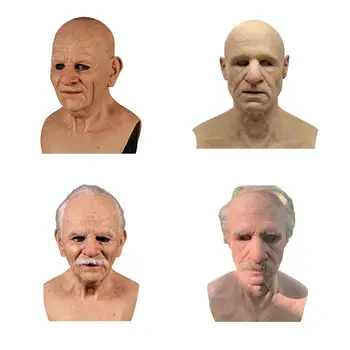 

Old Man Scary Mask Cosplay Scary Full Head Latex Mask Halloween Funny Cosplay Party Mask Old Man Head Helmet Real Masks