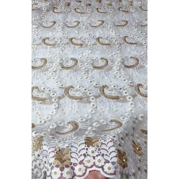 

2020 New Red African Lace Fabric Embroidered Nigerian Guipure for Wedding High Quality French Tulle Lace Fabric with Beads 5yard