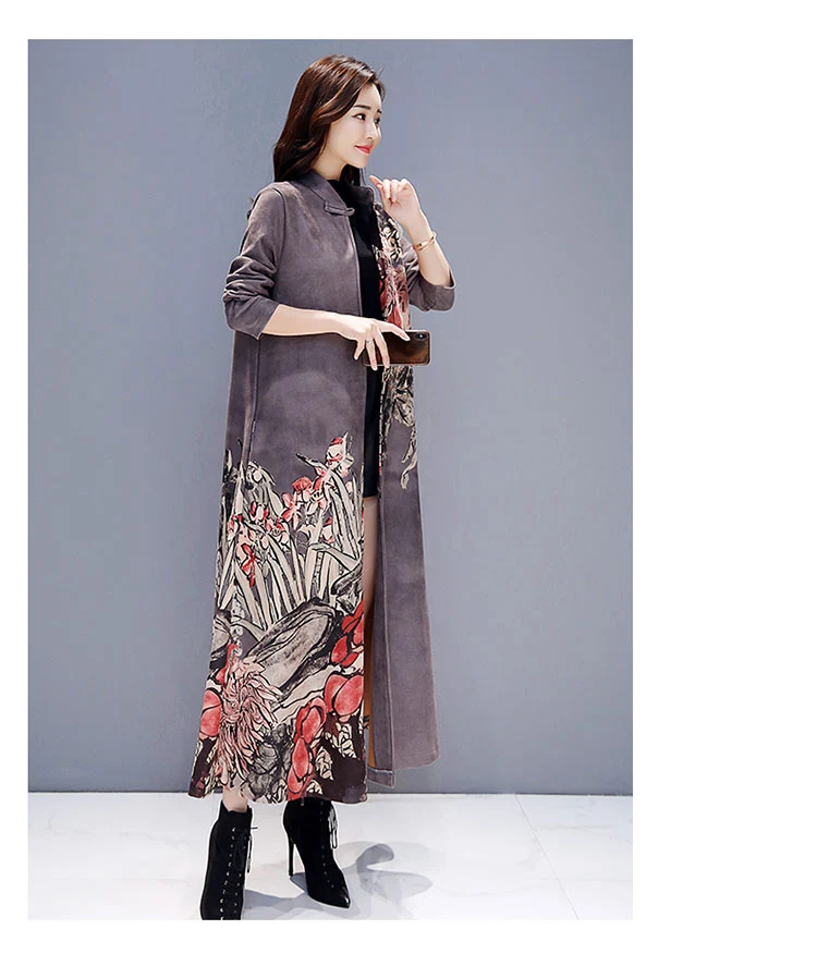 Autumn Winter long Coat Women Solid Pocket Buckskin Blend Coat Long Casual Elegant Trench Coat Outwear Woolen Coat Femme