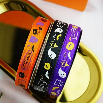 

Hot Sale 23m Halloween Gift Wrap Ribbon Orange Ghost Pumpkin Packing Ribbon Decoration Ribbon Halloween Thread Ribbon Vampirina