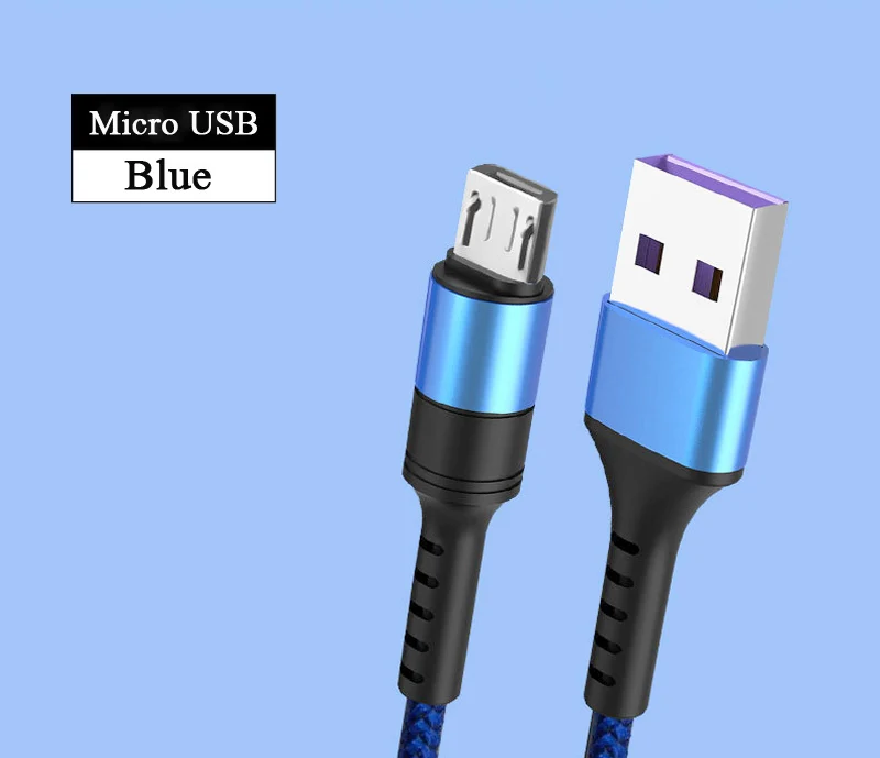 Micro USB кабель зарядное устройство для samsung Galaxy S7 S6 Быстрая зарядка мобильный провод для зарядного устройства для huawei 1m Tablet usb-шнур - Цвет: Синий