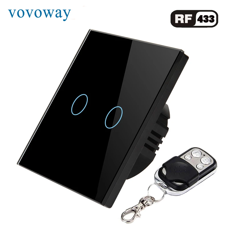 Vovoway, ЕС, стеклянная панель, сенсорный светильник, переключатель, RF 433 МГц, телеуправление, беспроводной, 1ганг2ганг3ганг, AC110V, 220 В, домашний настенный переключатель