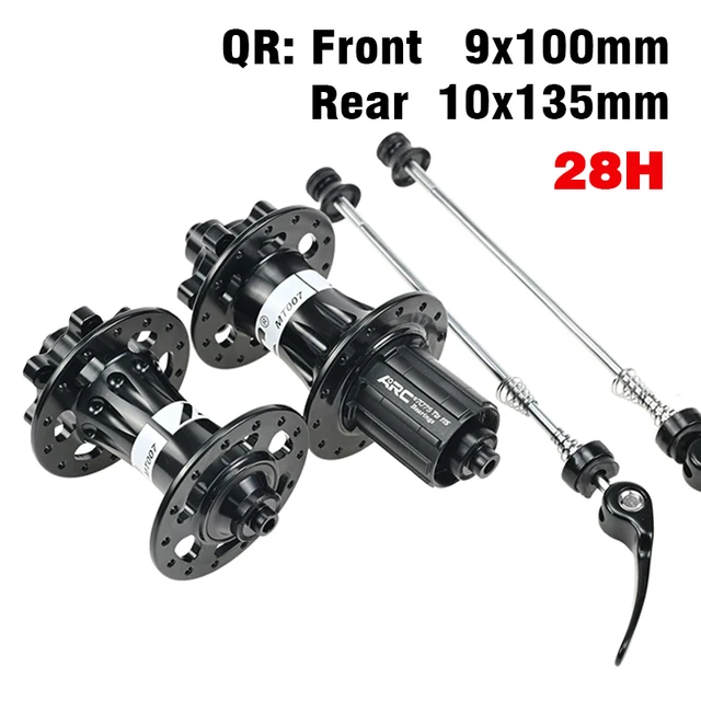 ARC Newest 28 Holes Mountain Bike Hub Disc Brake Aluminum Alloy Bicycle Hub 4 Pawls 48 Clicks Front Hub Rear Hub Warranty 1 Year 28H Black QR