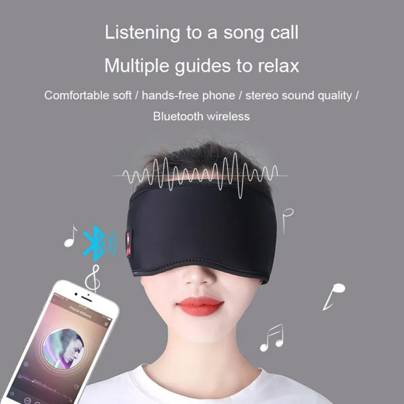Маска для сна с Bluetooth, Беспроводные стереонаушники, Bluetooth 5,0, мягкие наушники для сна, поддержка громкой связи, маски для сна