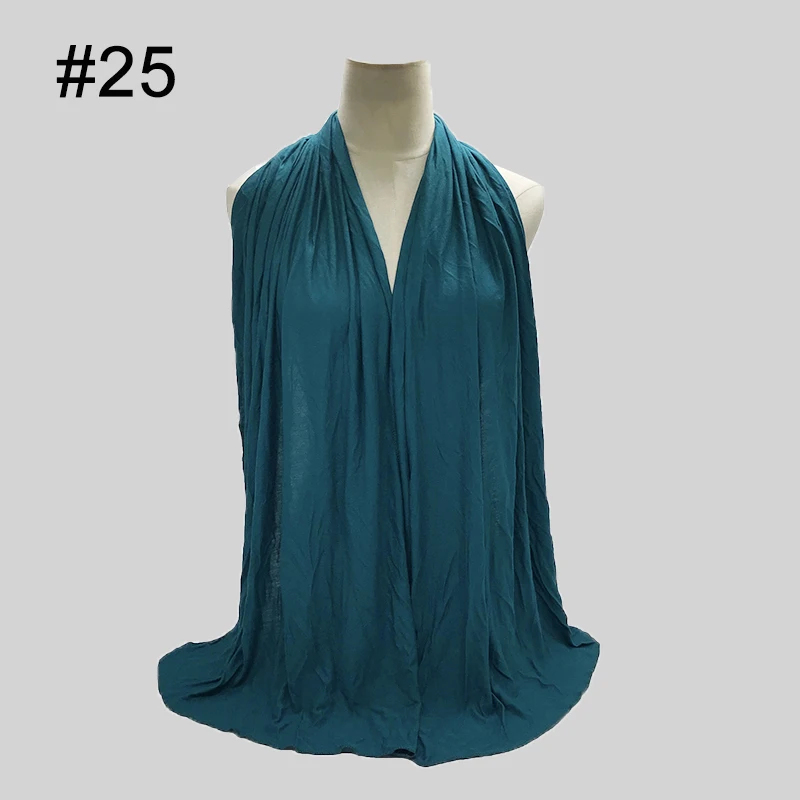 Мягкий базовый хлопковый трикотаж, 28 цветов, модная однотонная шаль из вискозы, мусульманские женские шарфы, шарф, хиджаб, бандана, 10 шт., быстрая - Цвет: number 25