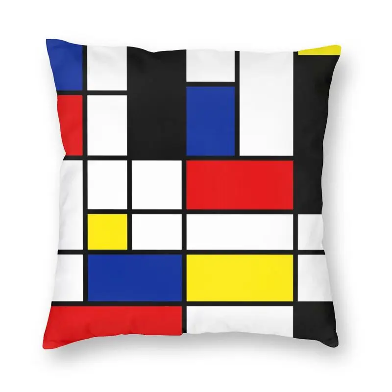 

Fashion Abstract Art Mondrian Square Pillow Case Decoration 3D Two Side Print Geometric Modern Cushion Cover for Car