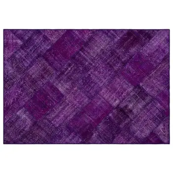 

Handmade Purple Vintage Overdyed Patchwork Area Rug 160x230 Cm-5'3''X7'7''
