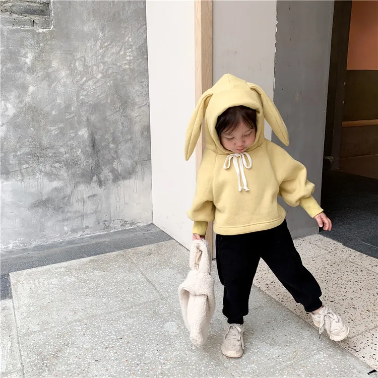 children's hype hoodie 2020 Autumn and Winter New Style Girls Hoodie Children Cotton Rabbit Eared Children Trend Tops child hoodie vest