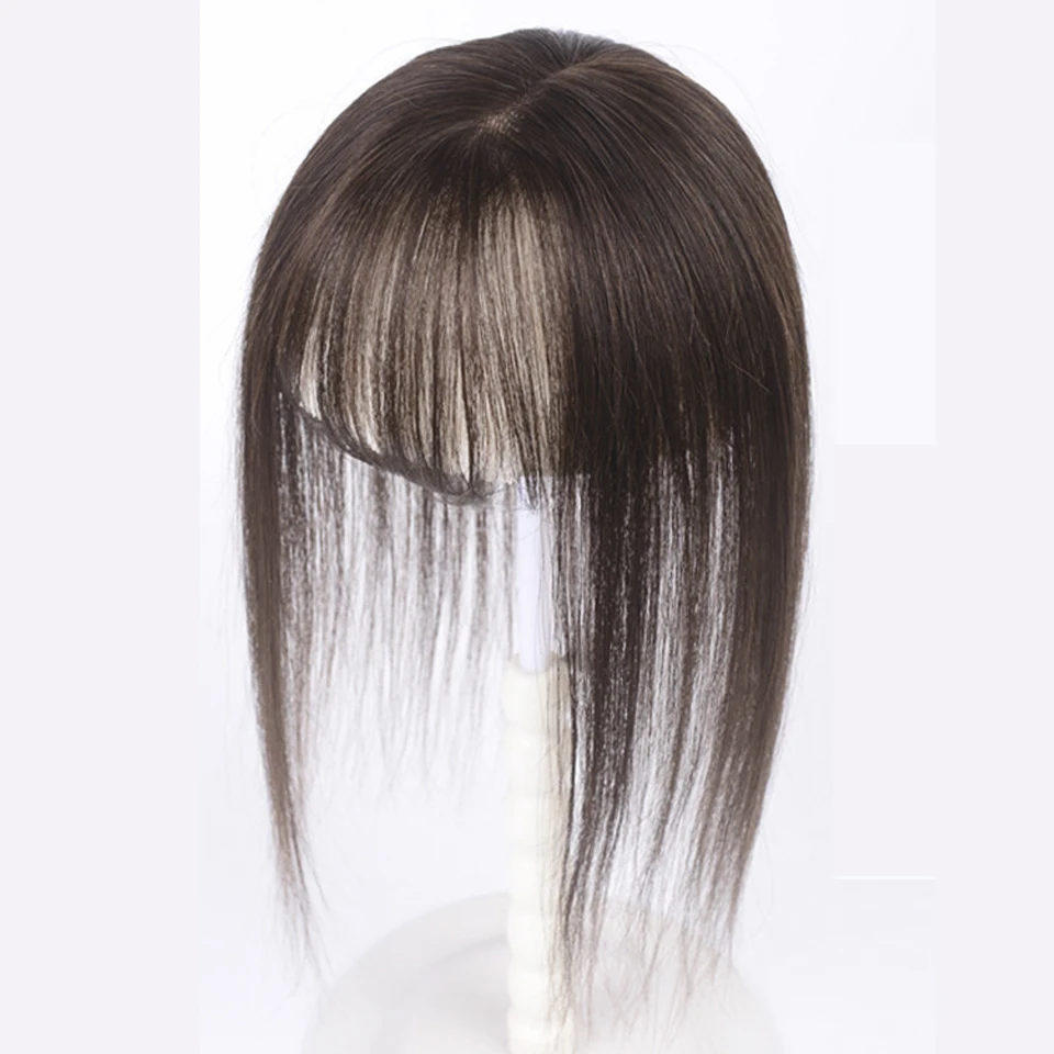Brazilian Straight Topper Hair Remy Hair with Bangs for Women Clip-in One-piece Hair Extension Human Hair Pieces for Hair Loss
