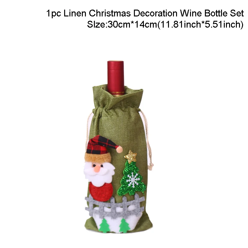 Santa Claus 1PC Рождественское украшение для дома, обертка для бутылки, Рождественское украшение, Санта-Клаус, Декор, Рождественская винная бутылка, чехол, с рождеством - Цвет: Santa Claus 1PC