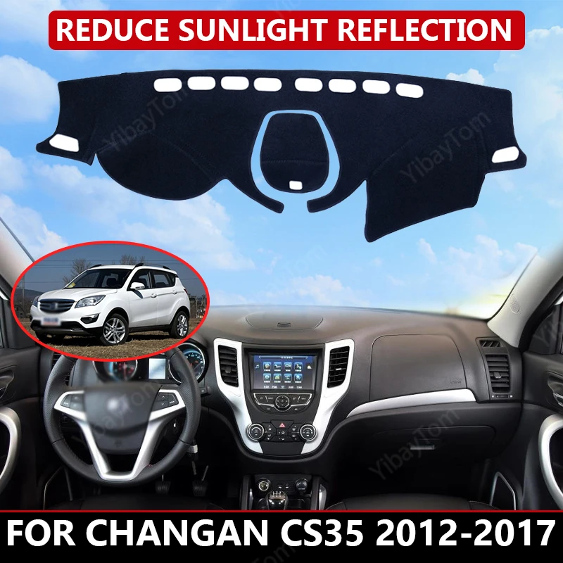 

Коврик для автомобильной приборной панели Changan CS35 2012-2017, бархатный чехол для автомобильной приборной панели, Черные Блоки, пыль, снижает уровень шума, автомобильные аксессуары
