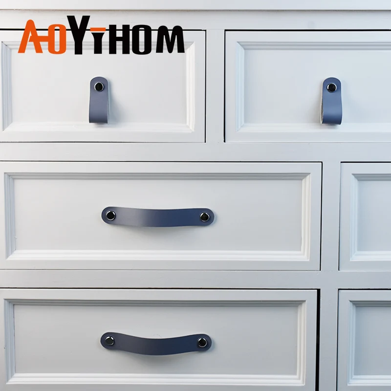 Furniture Handles Silver Leather Shoe Cupboards Cabinet Pulls for Kitchen Dressing Table Wardrobe