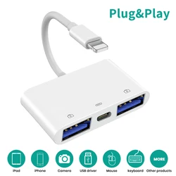 MeloAudio for Lightning to Dual USB 3.0 Camera Adapter OTG Cable with Charging Port Support U Disk for iPhone iPod,No App Needed