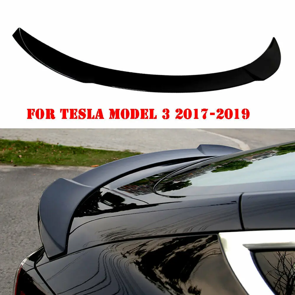 Глянцевый черный хвост крыло Задняя накладка на багажник крылья для Tesla модель 3