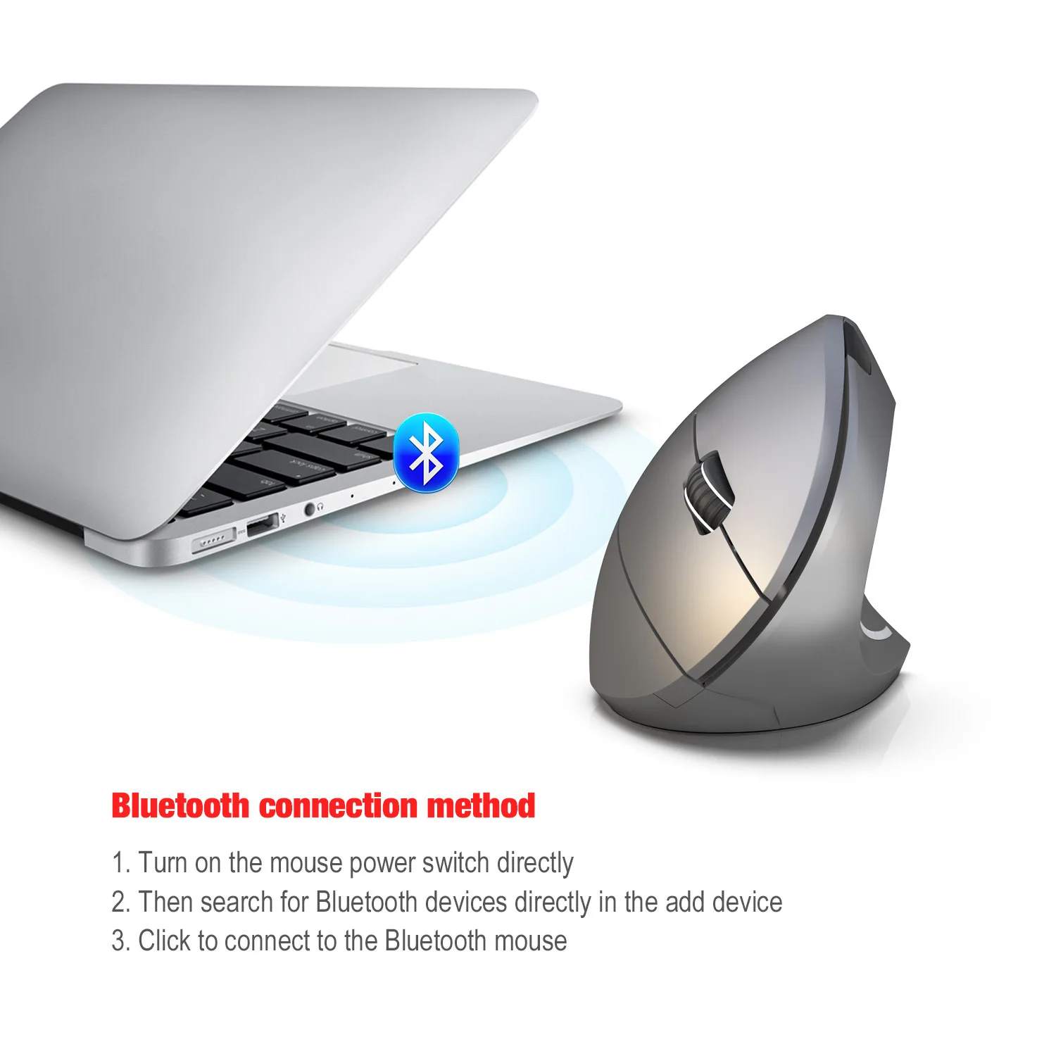 Эргономичный вертикальный Беспроводная bluetooth-мышка с 6 кнопками 2400 dpi Беспроводная правая мышь для ноутбука