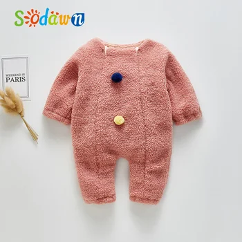 

Sodawn 2020 Autumn Winter Baby Girls Cute Rompers Children's Clothing Baby Thickening Climb Clothes Lambs Wool Warm Jumpsuit