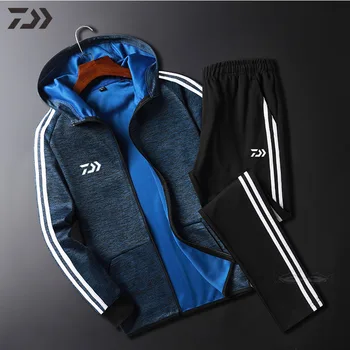 

Spring Autumn Daiwa Fishing Suit Men Striped Fishing Shirt Breathable Fishing Clothing Fishing Pants Outdoor Sports Suit Men