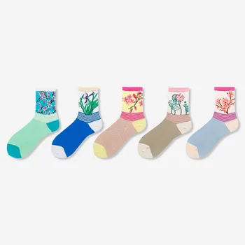 

NEW Harajuku Funny Kawaii Cute Chinese Style Plant Women Cotton Socks Causal Fuzzy Happy Fashion Flowers Streetwear Women Sock