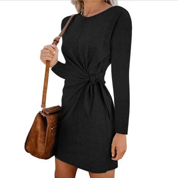 

New Arrival Elegant Women Dresses Long Sleeve O-neck Formal Office Casual Dress Knee Above Night Club Sexy Evening Mini Dress