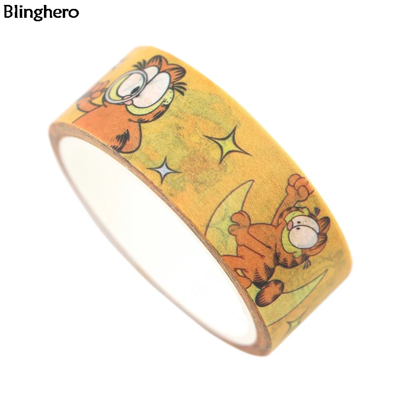 Blinghero 15 мм X 5 м Забавный мультфильм маскирующая лента милый кот клейкая лента крутая васи лента дневник клейкая лента подарок для друзей BH0399