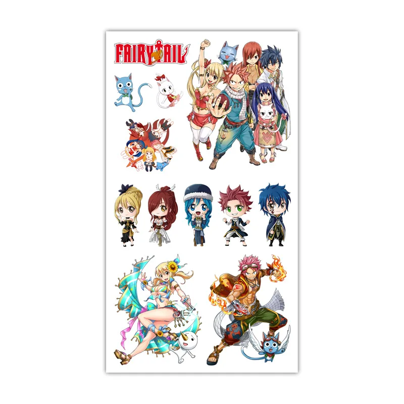 

1pc FAIRY TAIL Tattoo Sticker Anime Stiker Water Transfer Temporary Children Tattoos Paper For Kids Body Arm