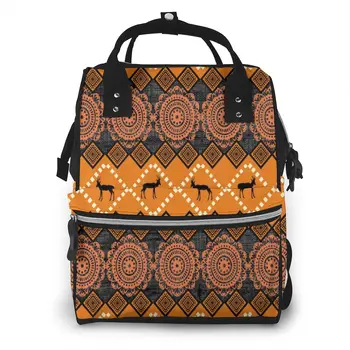 

Floral African Print Nappy Backpack Mummy Bag Large Capacity Mom Baby Multi-function Waterproof Outdoor Travel Diaper Bags