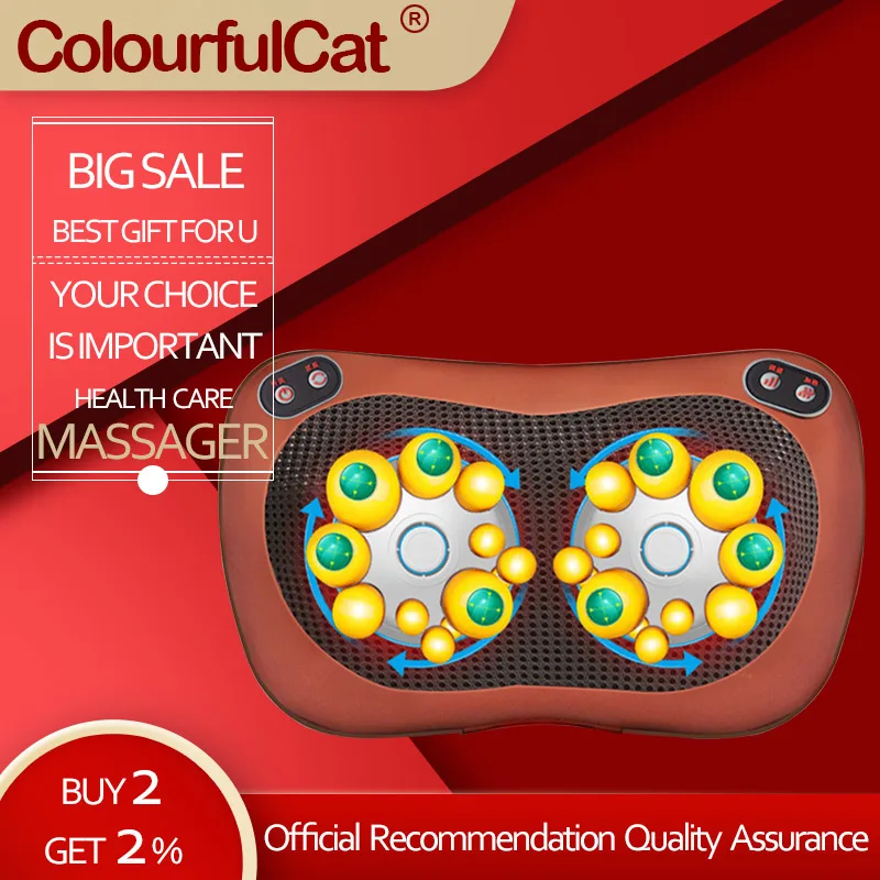

Kneading Massage Pillow with Heat for Shoulders Lower Back Calf Legs Foot Home Office and Car Best Back Massagers Christmas Gift