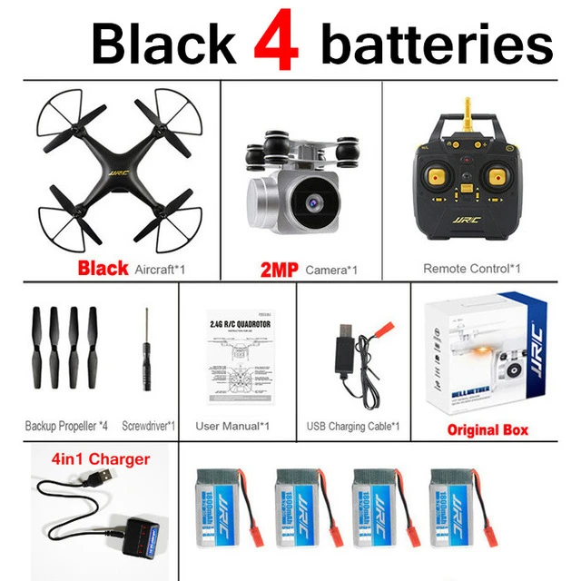 H68-Black-4B Jjrc H68 Радиоуправляемый Дрон Квадрокоптер Дроны с камерой Hd 720p Wifi Fpv Квадрокоптер удерживающий высоту Безголовый режим Дрон 20 минут время полета - Цвет: H68-Black-4B