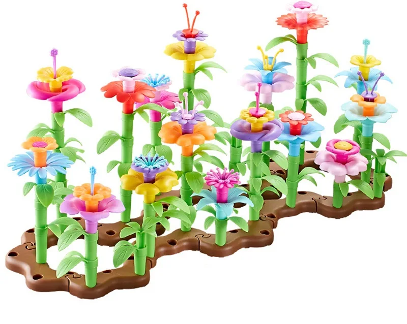DIY Dream Garden Series Girls Flower Interconnecting Blocks Toys Educational Assembly Blocks Christmas birthday gifts