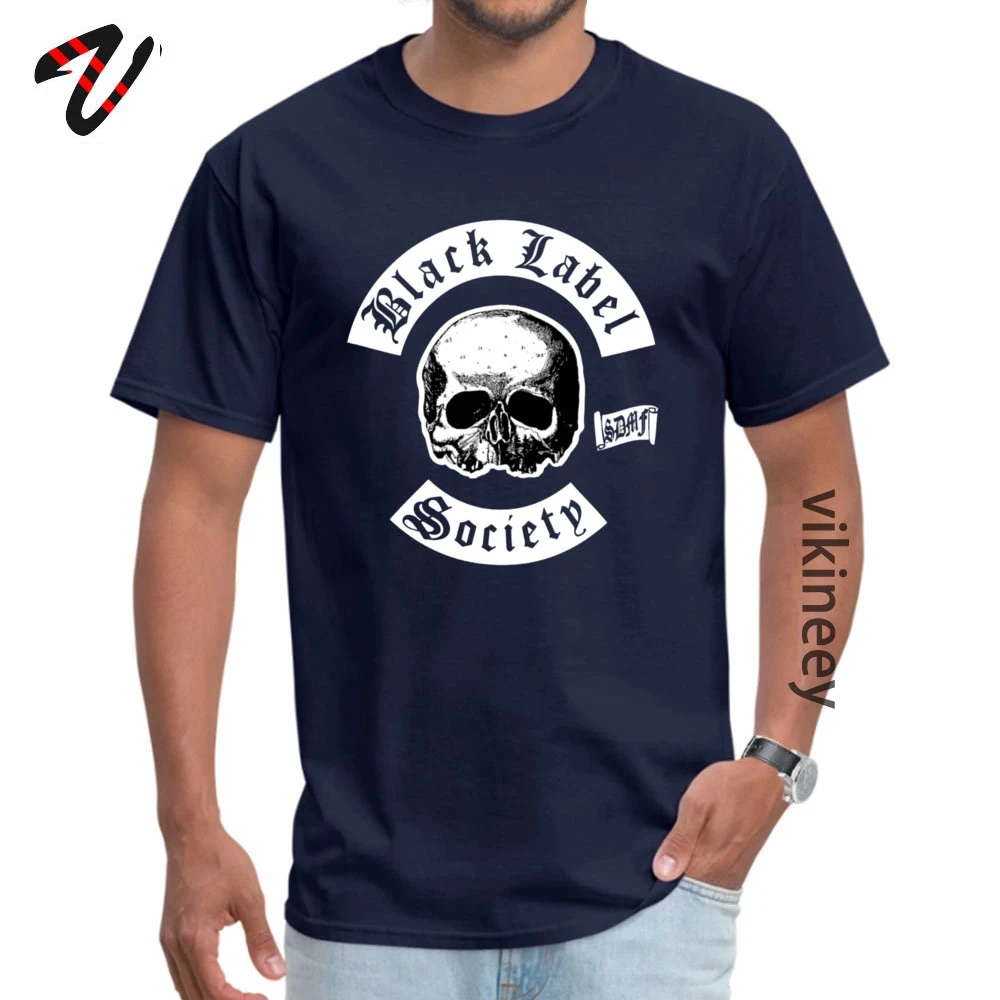 Funky Mens _black T-shirts Black Label Society Summer Tees 100% Cotton Short Sleeve Group Tee-Shirts Crew Neck Black Label Society 1799 navy
