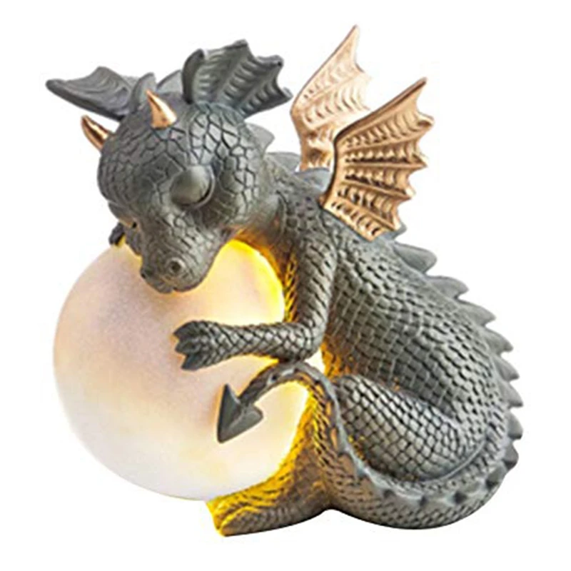 stackable storage boxes Little Dragon Hug Lamp Cute Resin Ornaments For Hug Dragon Boy Birthday Gift Solar Resin Decoration Desk Cute Miniature Garden storage bins