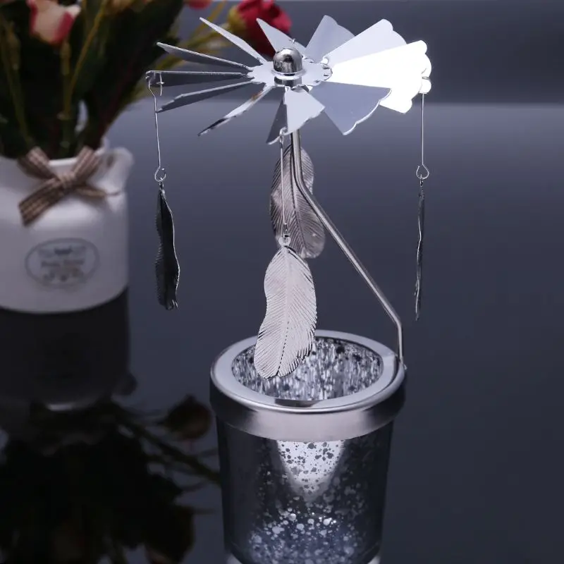 Звездчатый Кап-вращающийся карусель поворотный Свечи Tealight металлическая стойка держатель