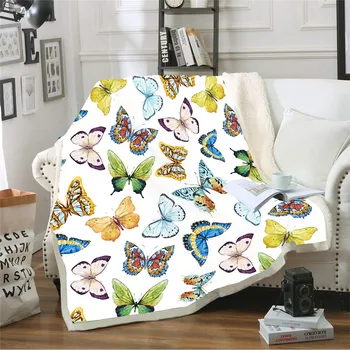 

Girls Home Sherpa Fleece Throw Blanket for Reading Watching Butterfly Print Plush Throw Soft Bedding 150x200cm for Home Travel