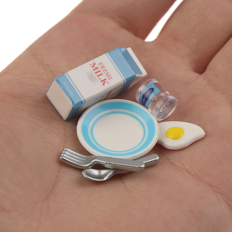 Egg-Breakfast-Set Set-Accessories Toys Miniature Dollhouse Doll Food Milk Play Kids Kitchen