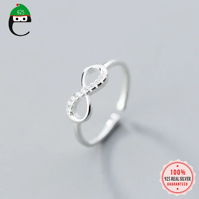 ElfoPlataSi,, Настоящее серебро 925 пробы, модное кольцо бесконечность, 8 CZ, коктейльное кольцо, размер 5, 6, 7, для девочек, детский Рождественский подарок, XY874