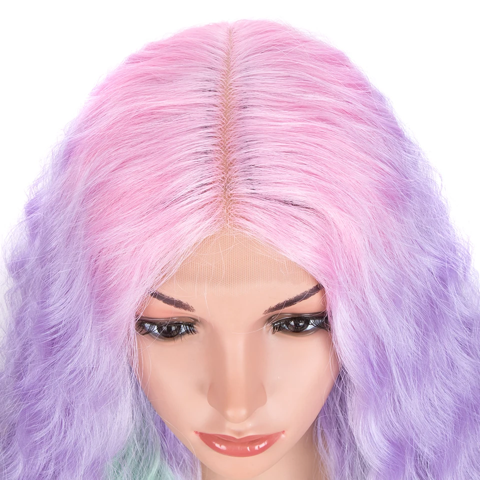 Nature Hair 38Inch Loose Wave Lace Wig Cosplay Ombre Blonde High Temperature Fiber Long Wavy Hair Synthetic Wigs For Black Women