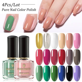 

BORN PRETTY 4Pcs/Set Nail Polish Red Sliver Nail Color Spring Summer Seires Nail Varnish Polish Gel Nail Art DIY Design