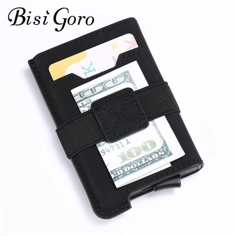 BISI GORO всплывающие кошельки Автоматический чехол для кредитных карт мужской и женский металлический корпус для Карт RFID кредитный держатель для карт маленький кошелек