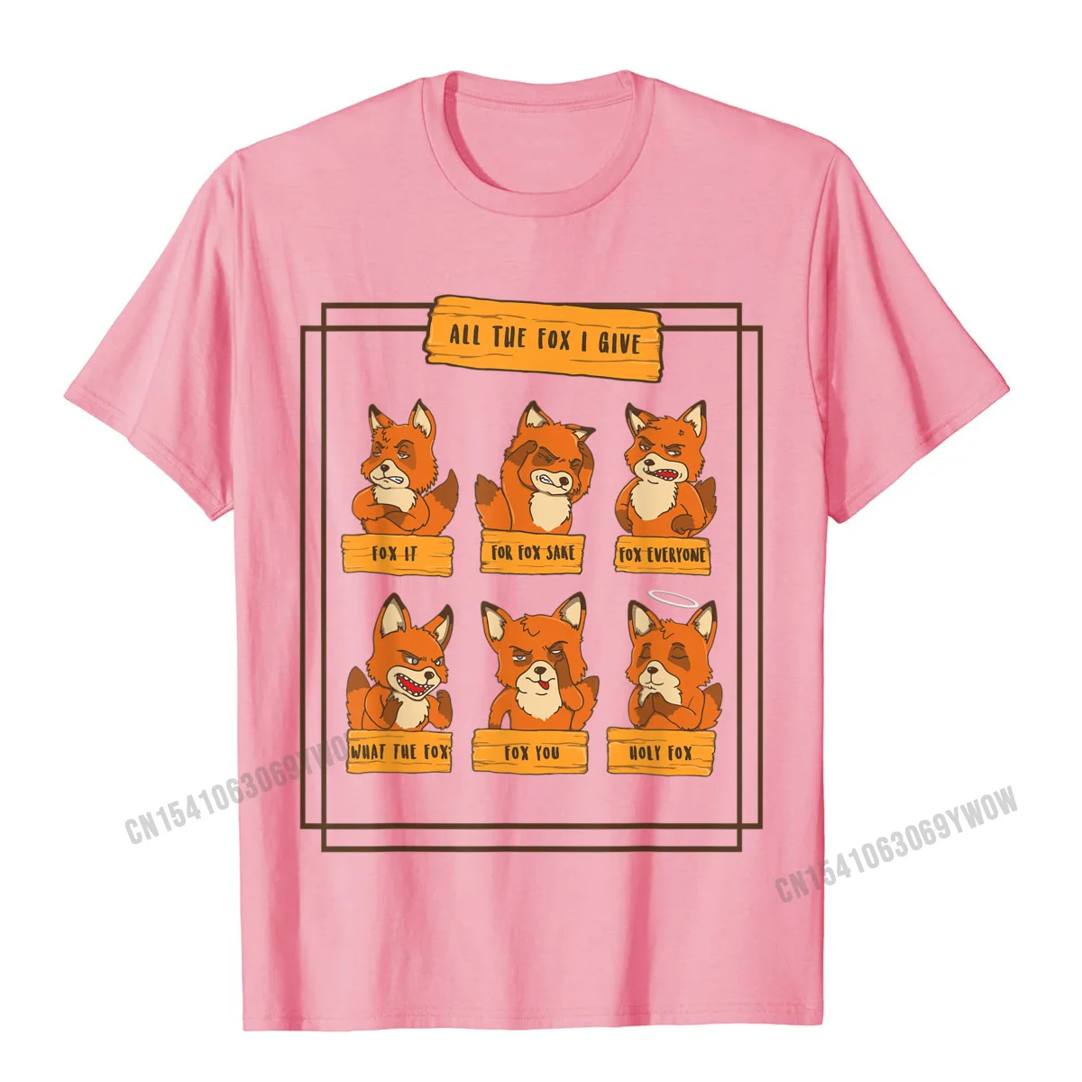 New Arrival Male T Shirts Family Cool Tees Pure Cotton Short Sleeve Normal T-shirts Round Collar Drop Shipping All the Fox I Give Funny No Fox Given Quotes Gift T-Shirt__746 pink