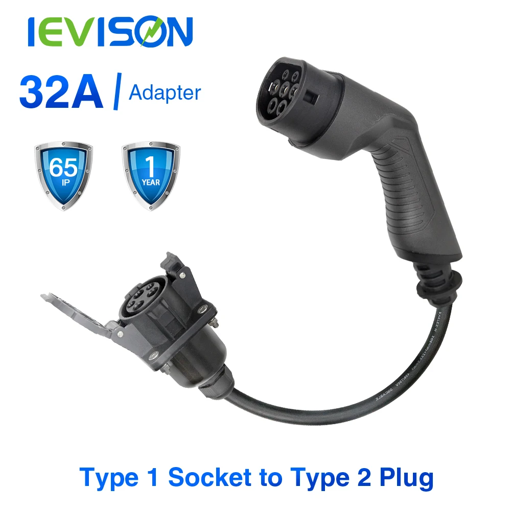 EV Charger Electric Car Adapter EVSE Charing Cable Type1 Inlet to Type 2 Female Plug Flexible 32A 1 Phase For Kia NiroBMW...