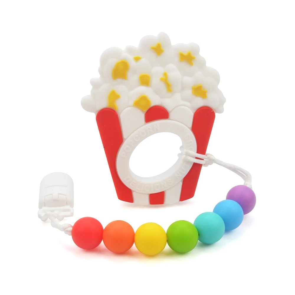 LOFCA Силиконовые Прорезыватели для зубов BPA Бесплатный кулон пищевого качества жевательные Подвески силиконовые бусины игрушки цепочка для прорезывания зубов - Цвет: popcorn chain 2
