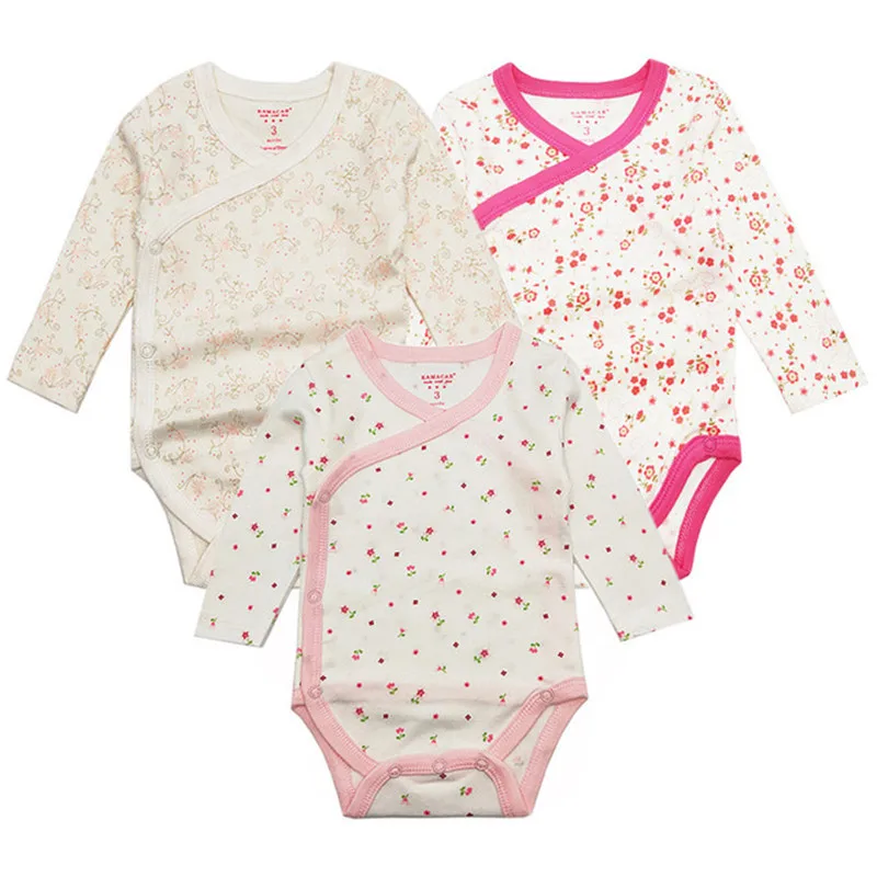 C 3PCS/lot baby bodysuit newborn boys girls baby clothing set infant jumpsuits cotton baby clothes cartoon long sleeves overalls - Цвет: C