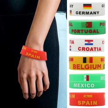 

Besegad 10pcs Silicone Bracelet Classic National Country Flag Wristband for Euro World Cup Party Gaming Party Decal Supplies